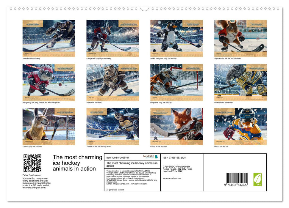 The most charming ice hockey animals in action (CALVENDO Premium-Calendar 2026)