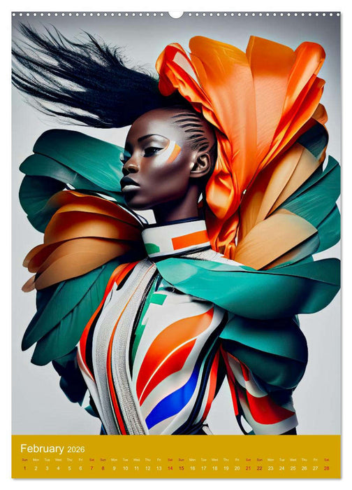 African beauties in a feather style (CALVENDO Monthly Calendar 2026)