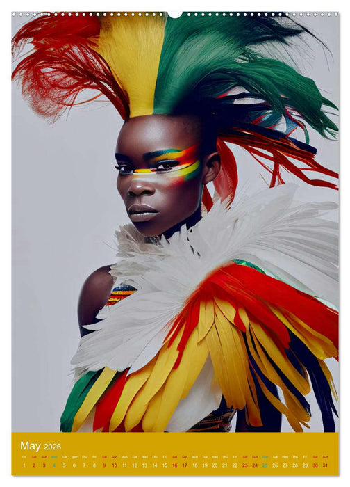 African beauties in a feather style (CALVENDO Monthly Calendar 2026)