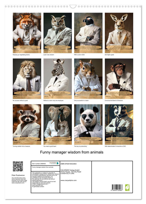Funny manager wisdom from animals (CALVENDO Monthly Calendar 2026)