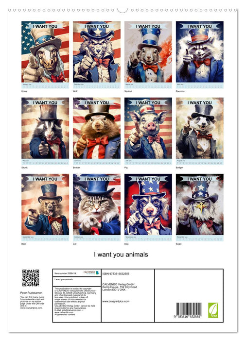 I want you animals (CALVENDO Premium-Calendar 2026)