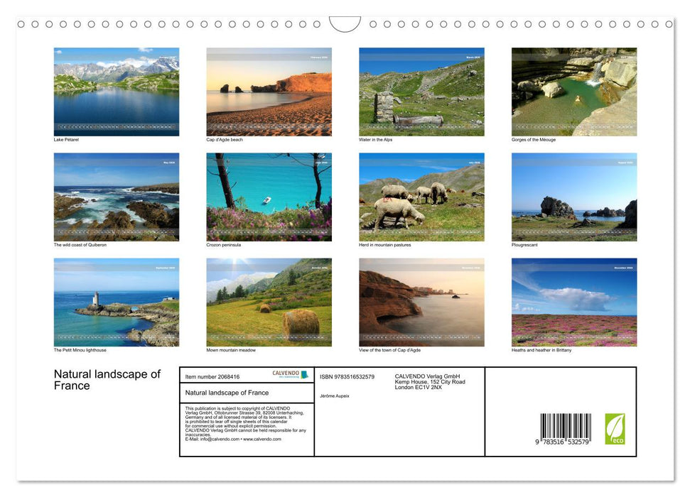 Natural landscape of France (CALVENDO Monthly Calendar 2026)