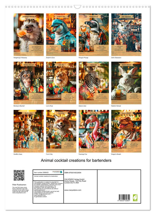 Animal cocktail creations for bartenders (CALVENDO Monthly Calendar 2026)