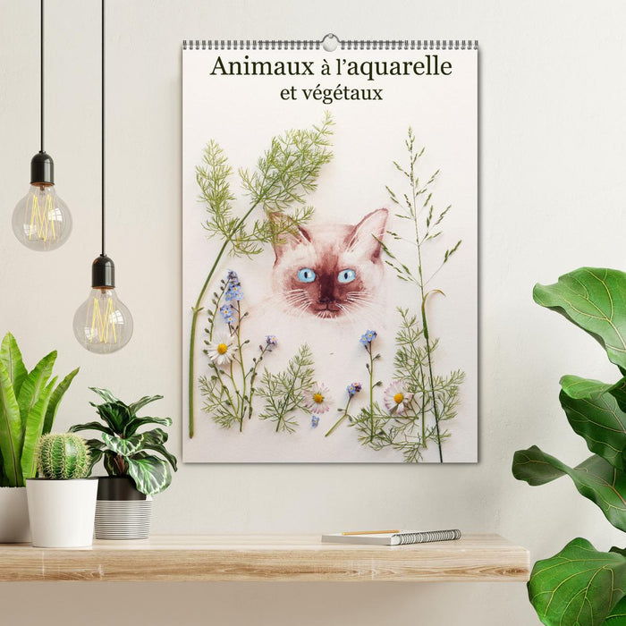 Animaux à l'aquarelle et végétaux (CALVENDO Calendrier mensuel 2026)