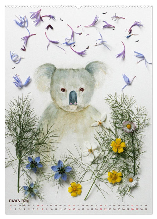 Animaux à l'aquarelle et végétaux (CALVENDO Calendrier mensuel 2026)