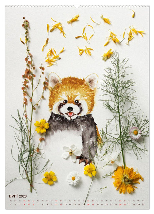 Animaux à l'aquarelle et végétaux (CALVENDO Calendrier mensuel 2026)