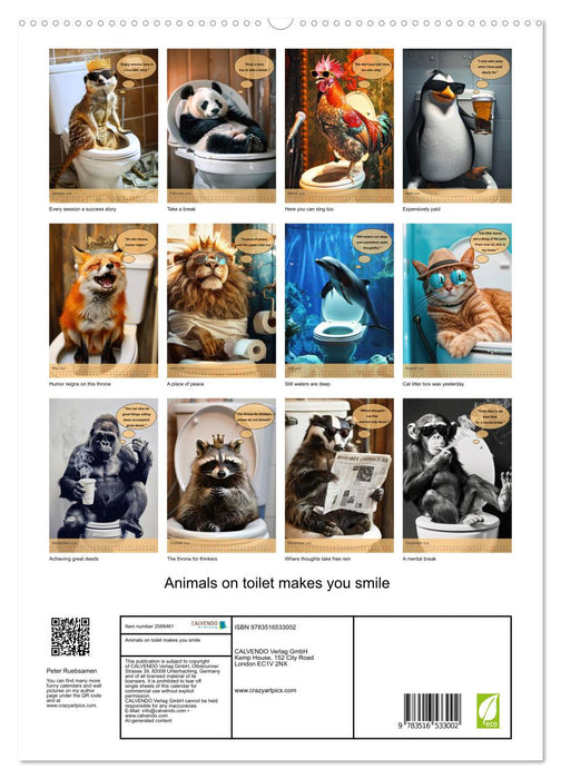 Animals on toilet makes you smile (CALVENDO Premium-Calendar 2026)