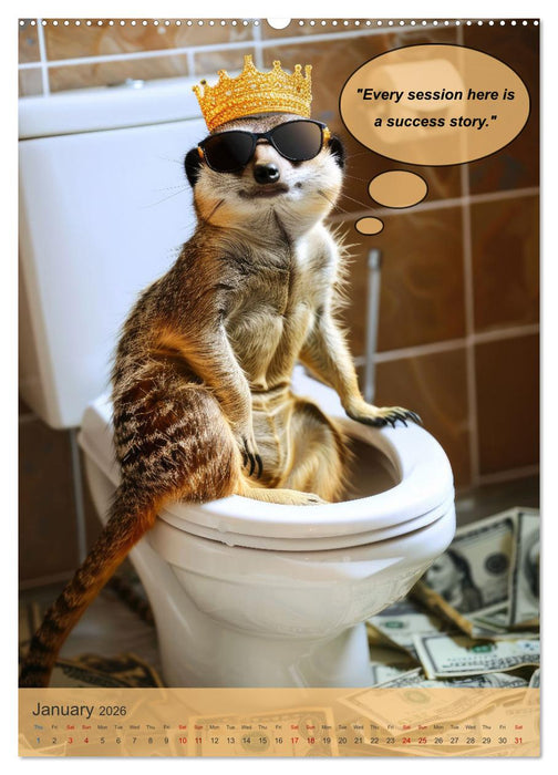 Animals on toilet makes you smile (CALVENDO Premium-Calendar 2026)