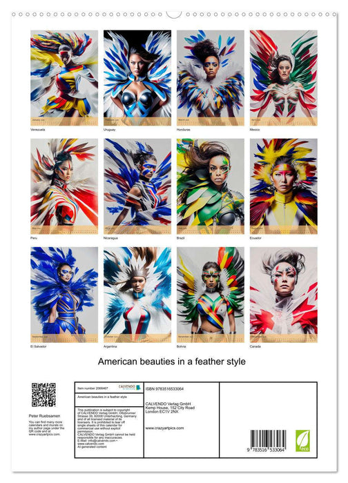 American beauties in a feather style (CALVENDO Premium-Calendar 2026)