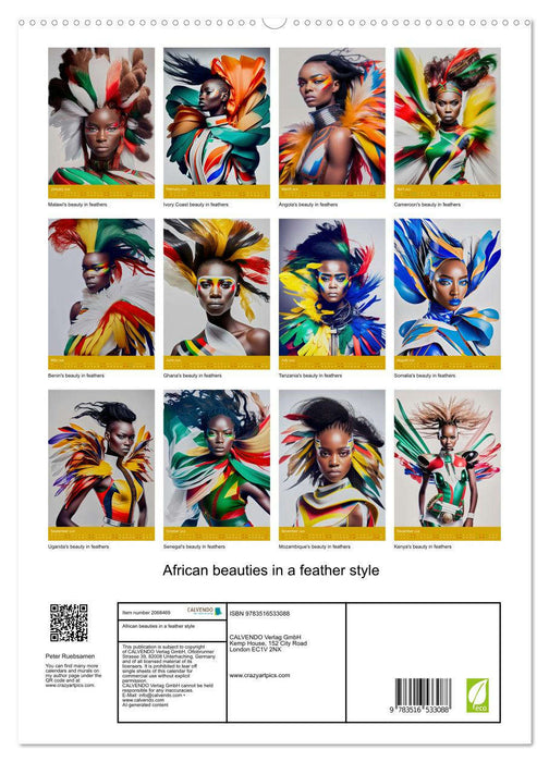 African beauties in a feather style (CALVENDO Premium-Calendar 2026)