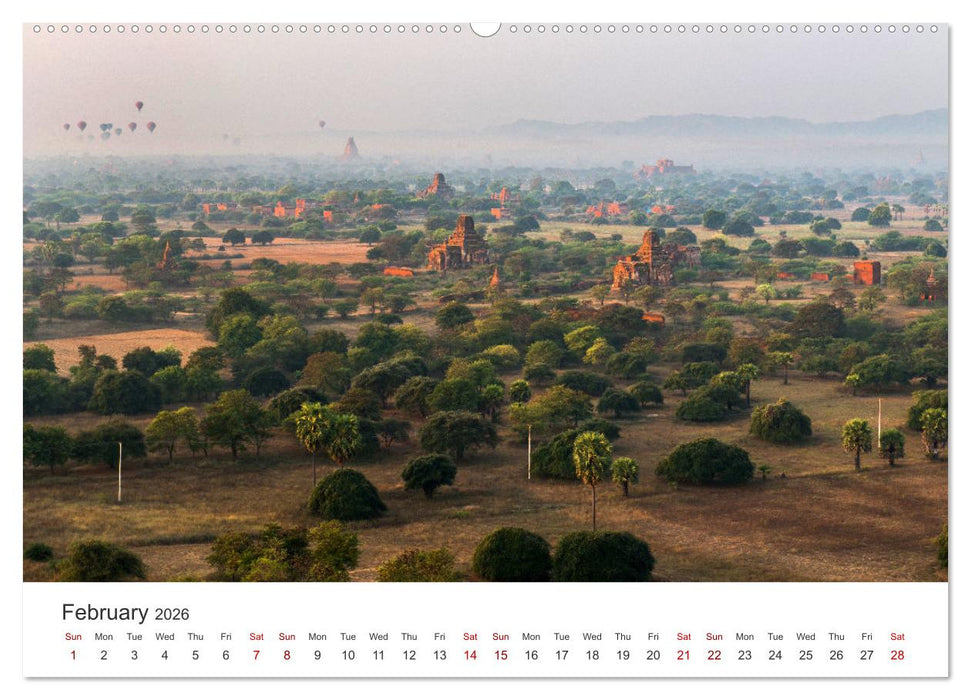 Bagan - Pagodas in the forest (CALVENDO Monthly Calendar 2026)