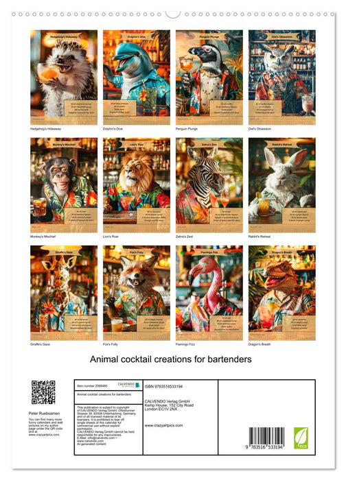 Animal cocktail creations for bartenders (CALVENDO Premium-Calendar 2026)