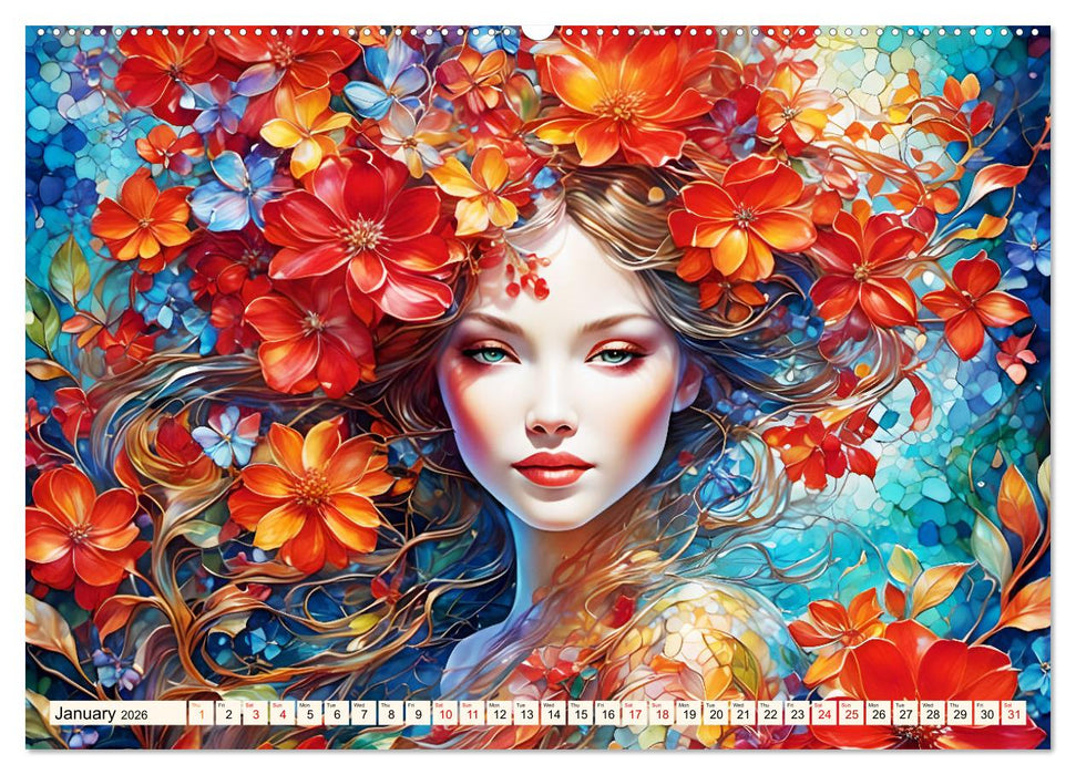 Ladies in a sea of flowers (CALVENDO Monthly Calendar 2026)