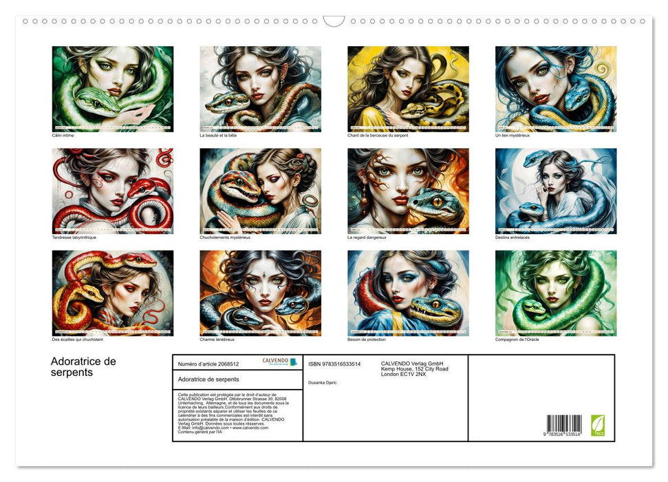 Adoratrice de serpents (CALVENDO Calendrier mensuel 2026)