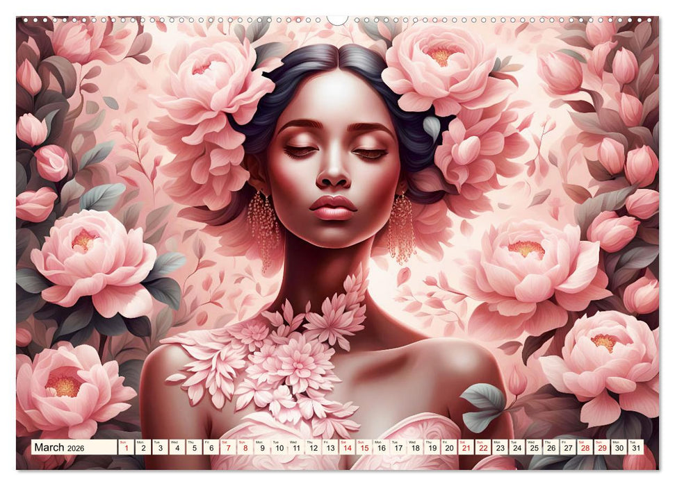 Ladies in a sea of flowers (CALVENDO Premium-Calendar 2026)