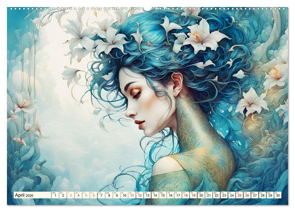 Ladies in a sea of flowers (CALVENDO Premium-Calendar 2026)