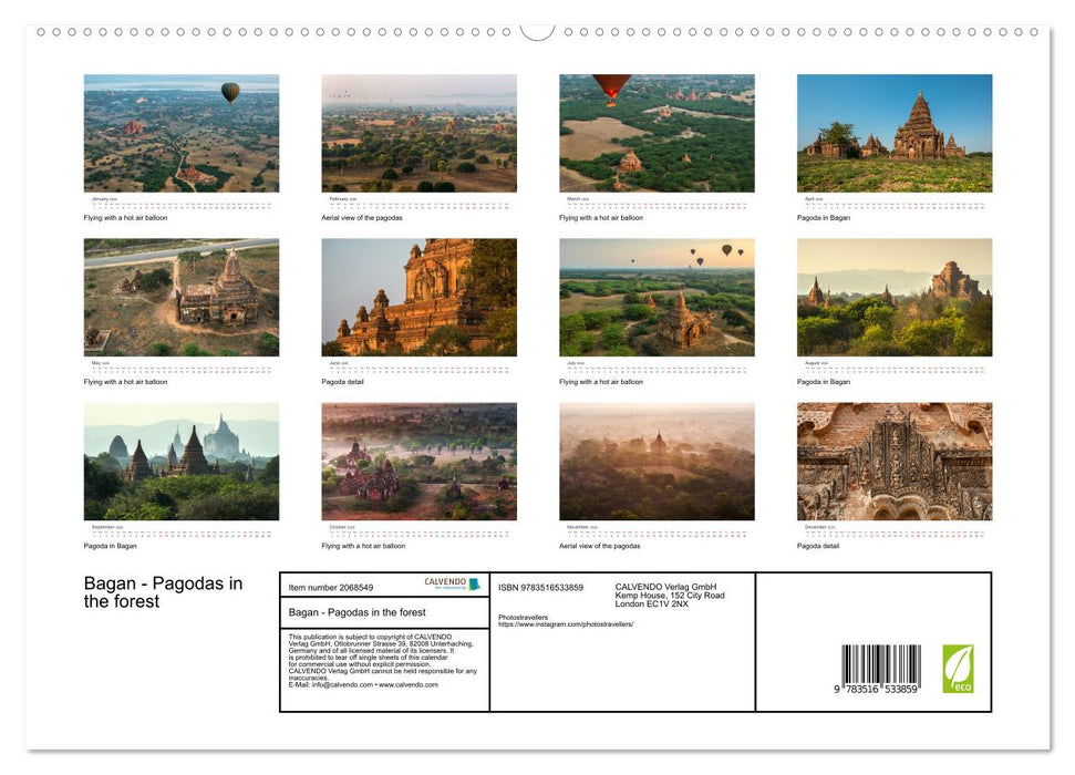 Bagan - Pagodas in the forest (CALVENDO Premium-Calendar 2026)