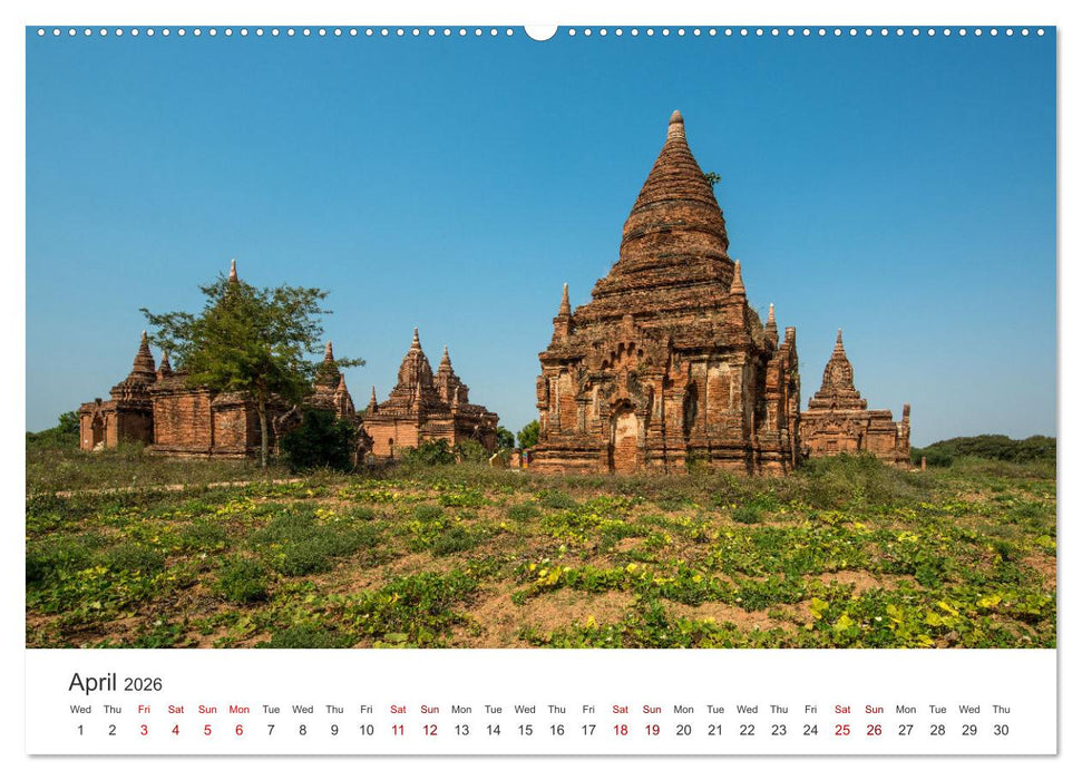 Bagan - Pagodas in the forest (CALVENDO Premium-Calendar 2026)
