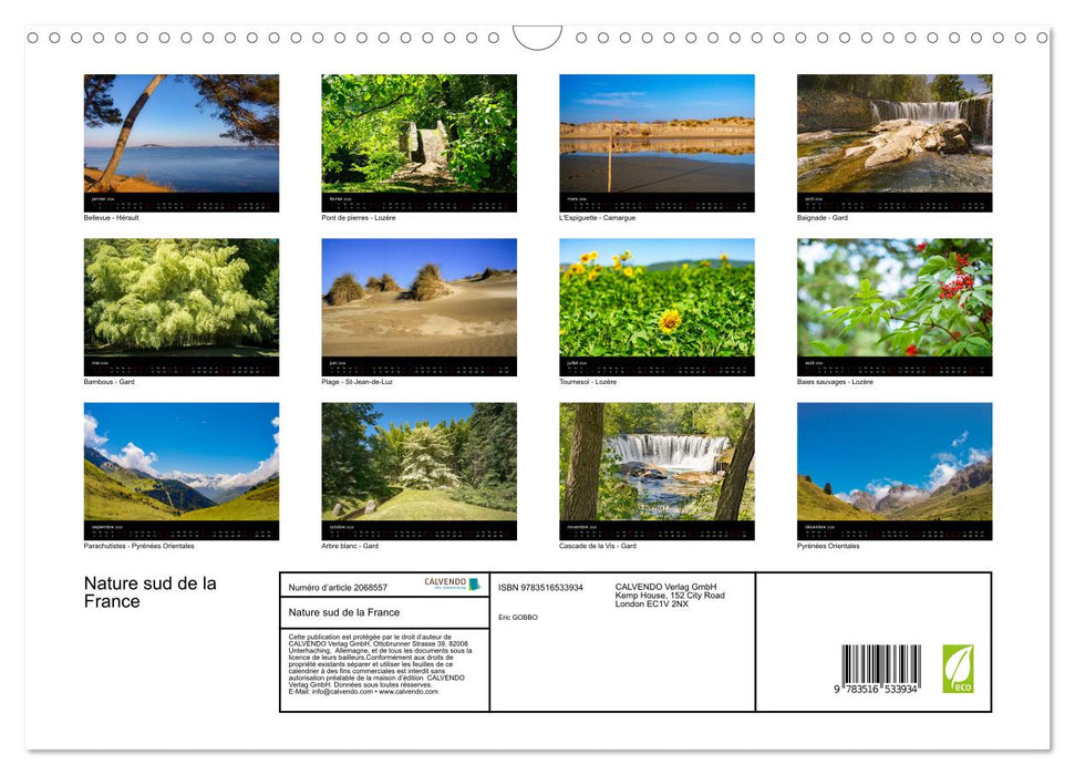 Nature sud de la France (CALVENDO Calendrier mensuel 2026)