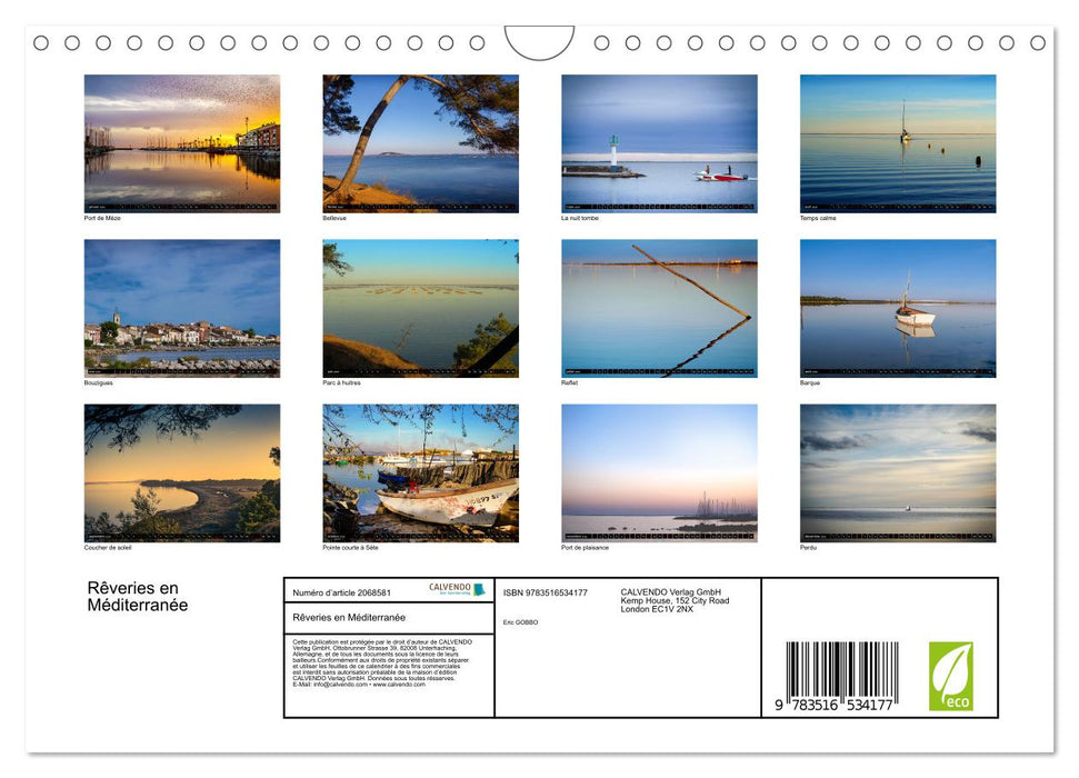 Rêveries en Méditerranée (CALVENDO Calendrier mensuel 2026)