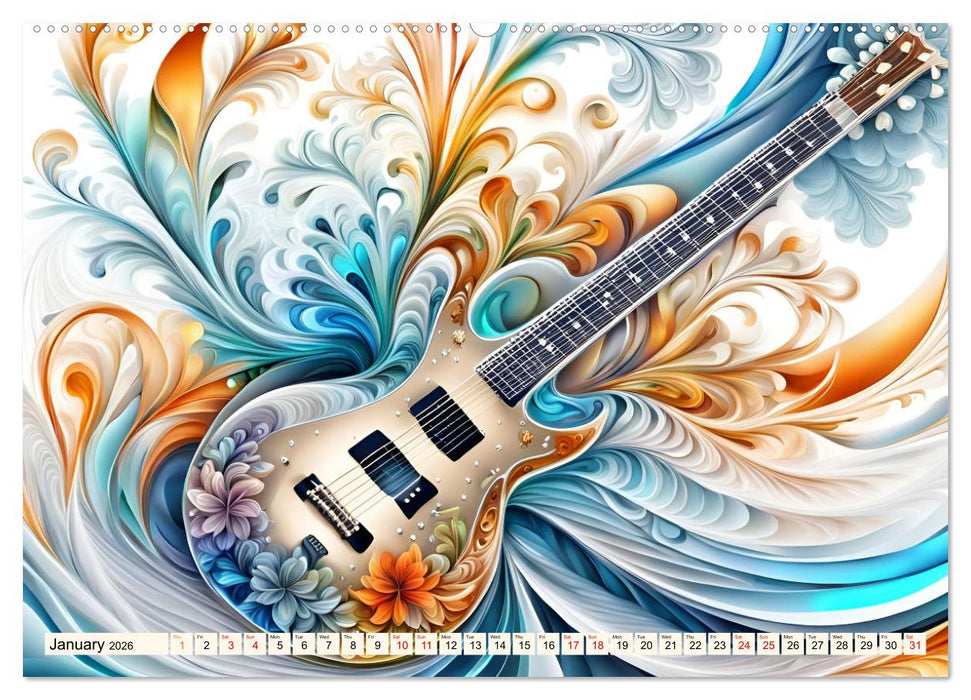 Guitars Fractal Art (CALVENDO Monthly Calendar 2026)