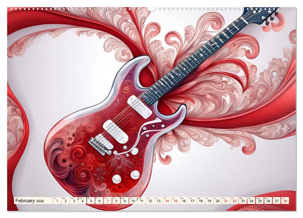 Guitars Fractal Art (CALVENDO Monthly Calendar 2026)