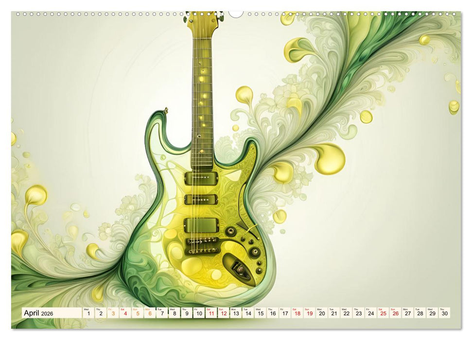 Guitars Fractal Art (CALVENDO Monthly Calendar 2026)