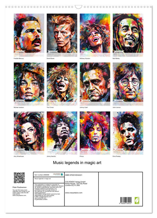 Music legends in magic art (CALVENDO Monthly Calendar 2026)