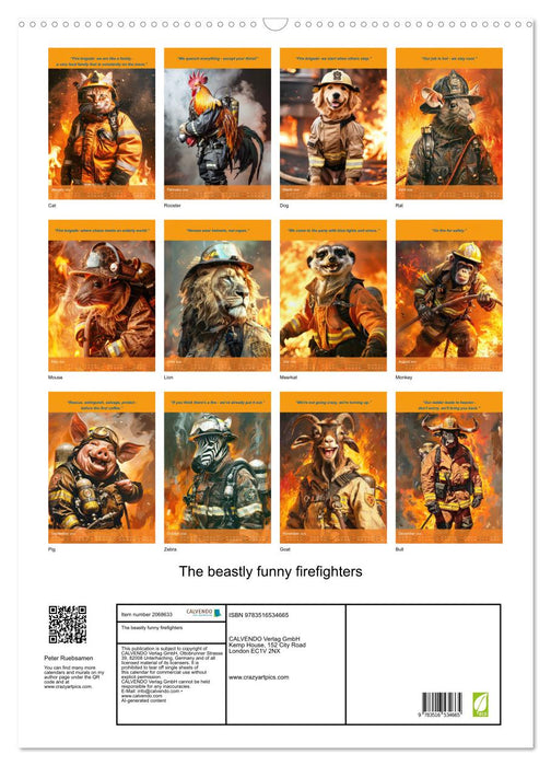 The beastly funny firefighters (CALVENDO Monthly Calendar 2026)