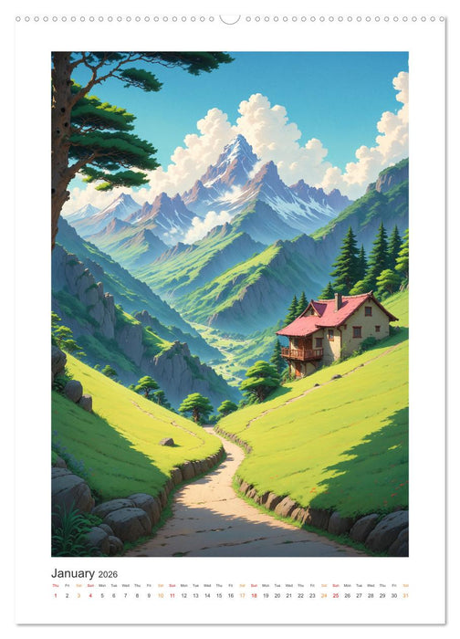 Fantastic Anime Worlds (CALVENDO Premium-Calendar 2026)