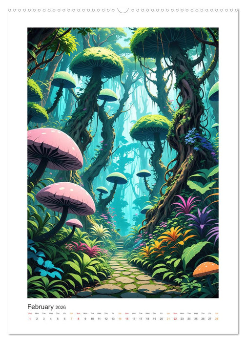 Fantastic Anime Worlds (CALVENDO Premium-Calendar 2026)