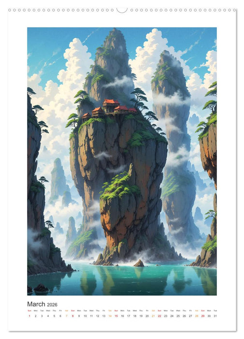 Fantastic Anime Worlds (CALVENDO Premium-Calendar 2026)