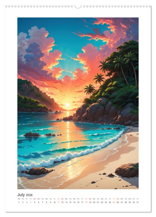 Fantastic Anime Worlds (CALVENDO Premium-Calendar 2026)