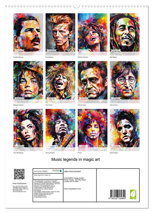 Music legends in magic art (CALVENDO Premium-Calendar 2026)
