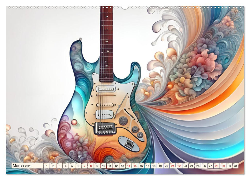 Guitars Fractal Art (CALVENDO Premium-Calendar 2026)