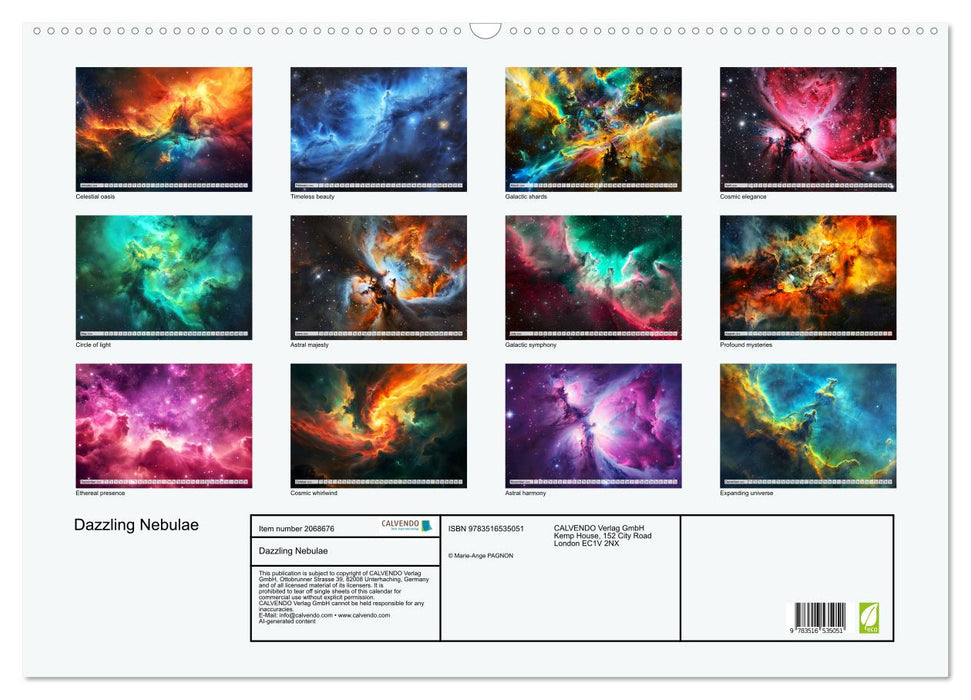 Dazzling Nebulae (CALVENDO Monthly Calendar 2026)