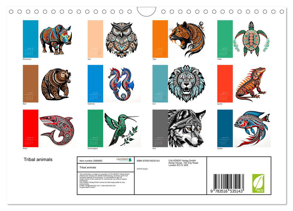 Tribal animals (CALVENDO Monthly Calendar 2026)
