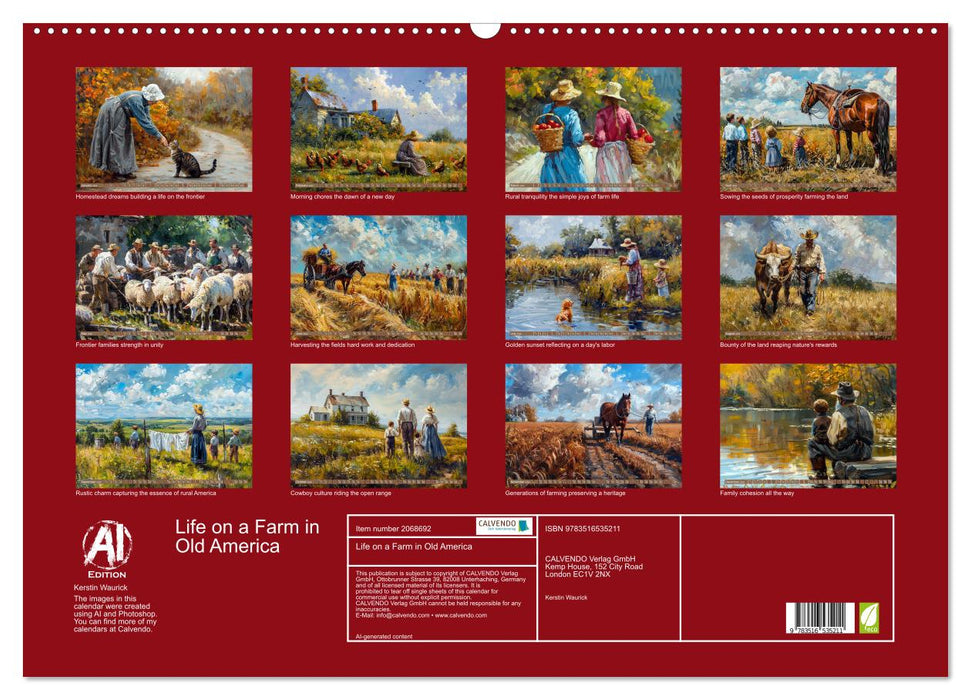 Life on a Farm in Old America (CALVENDO Monthly Calendar 2026)