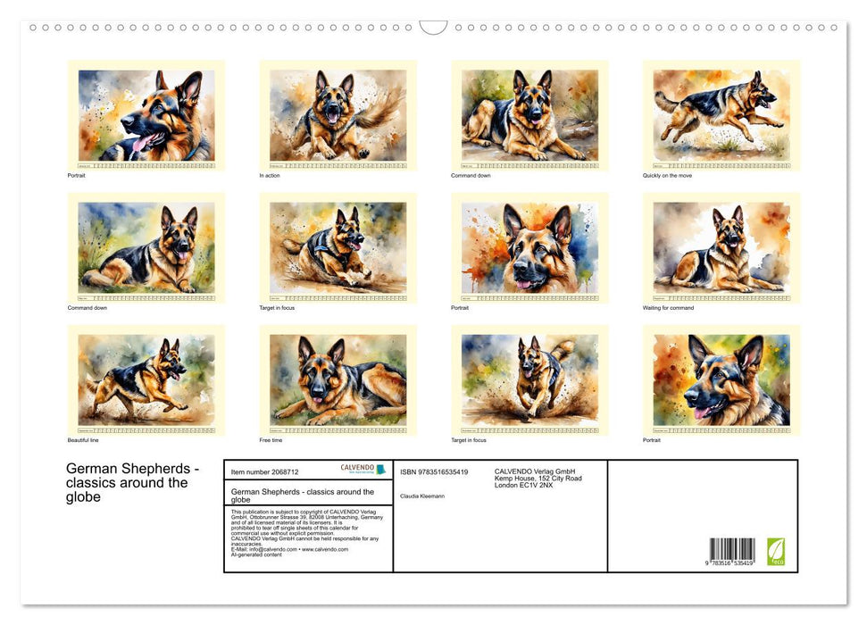 German Shepherds - classics around the globe (CALVENDO Monthly Calendar 2026)