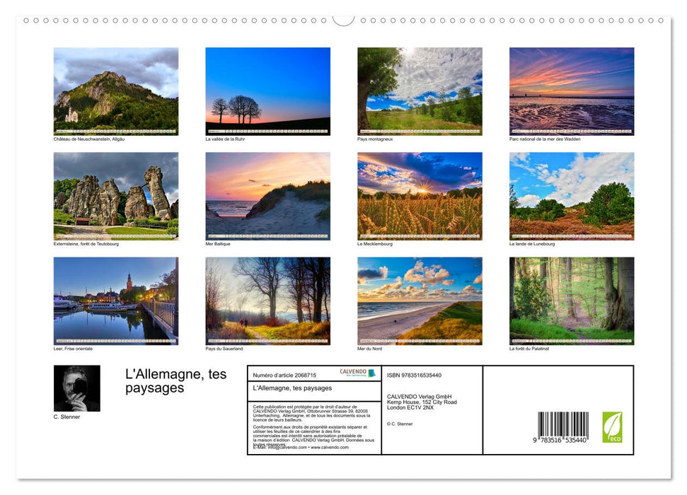 L'Allemagne, tes paysages (CALVENDO Calendrier supérieur 2026)