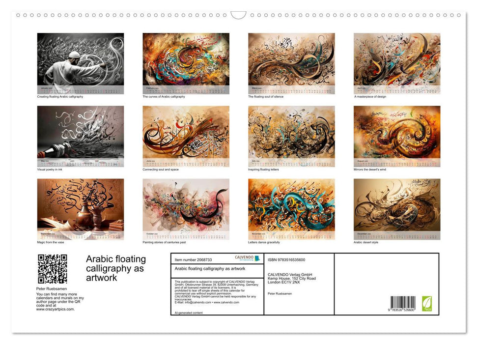 Arabic floating calligraphy as artwork (CALVENDO Monthly Calendar 2026)