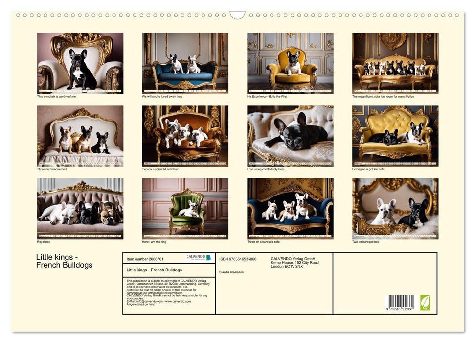 Little kings - French Bulldogs (CALVENDO Monthly Calendar 2026)