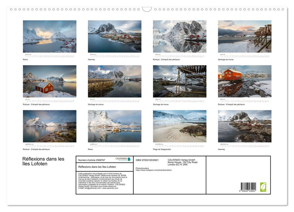 Réflexions dans les îles Lofoten (CALVENDO Calendrier mensuel 2026)