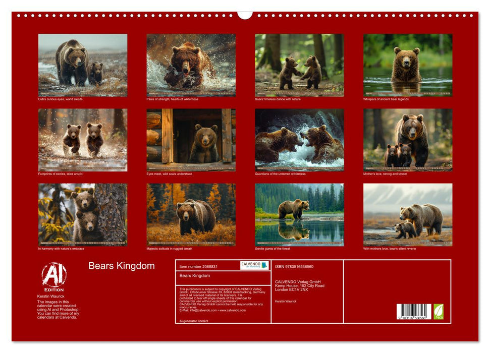Bears Kingdom (CALVENDO Monthly Calendar 2026)
