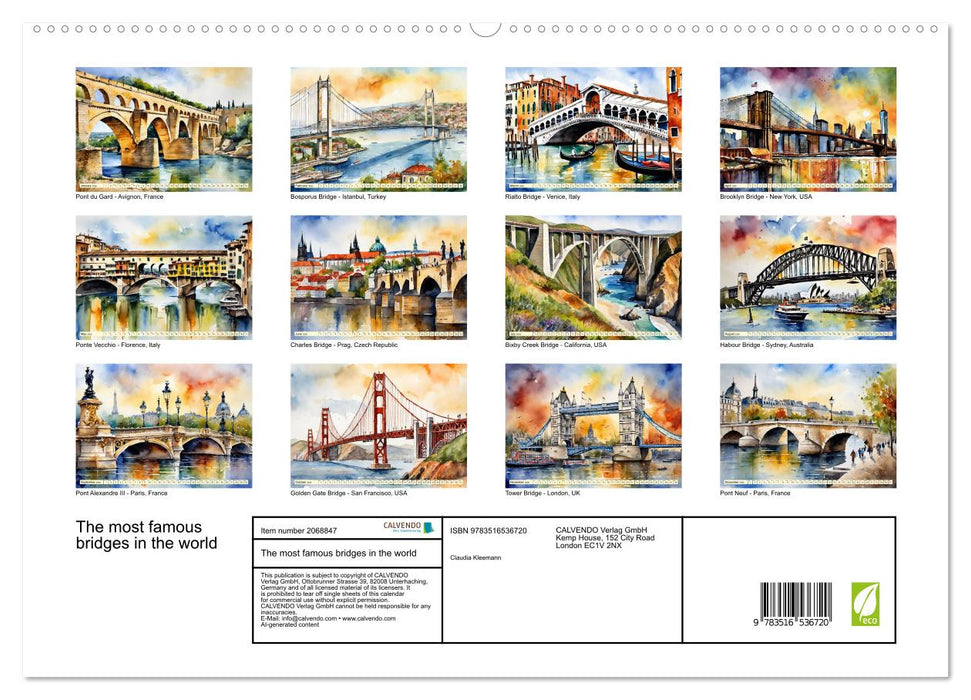 The most famous bridges in the world (CALVENDO Premium-Calendar 2026)