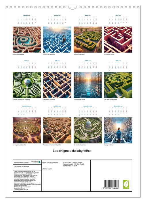 Les énigmes du labyrinthe (CALVENDO Calendrier mensuel 2026)
