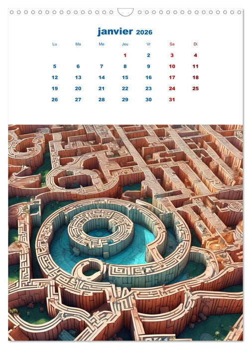 Les énigmes du labyrinthe (CALVENDO Calendrier mensuel 2026)