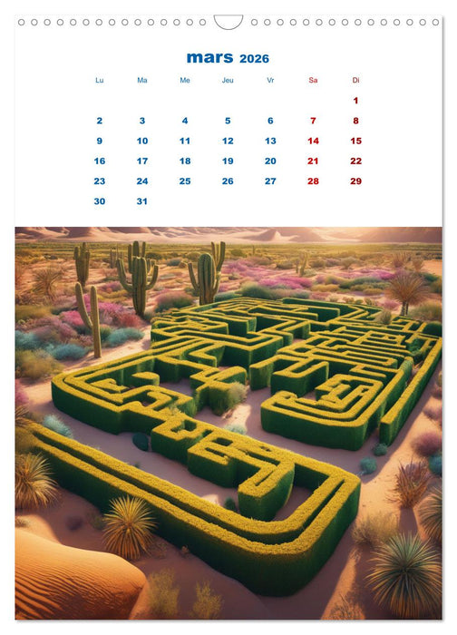 Les énigmes du labyrinthe (CALVENDO Calendrier mensuel 2026)