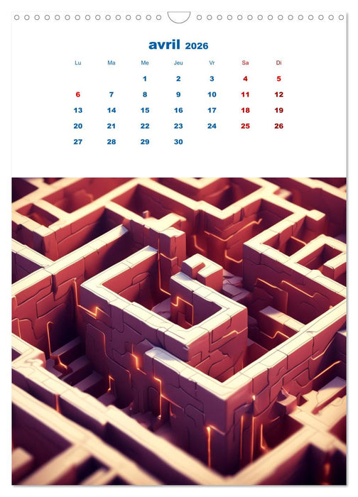 Les énigmes du labyrinthe (CALVENDO Calendrier mensuel 2026)