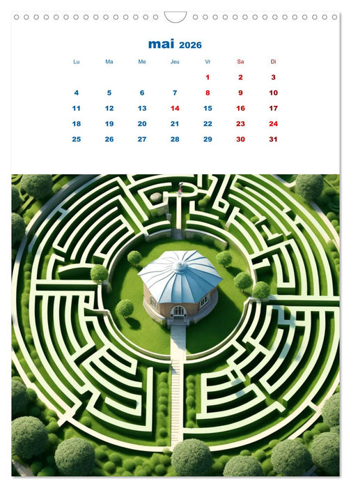 Les énigmes du labyrinthe (CALVENDO Calendrier mensuel 2026)